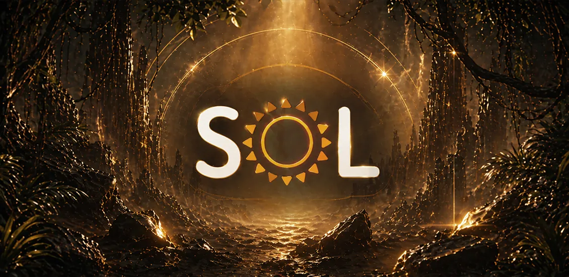 Интерфейс казино SOL в египетской тематике с золотыми акцентами, прогрессивным джекпотом и разделом акций.