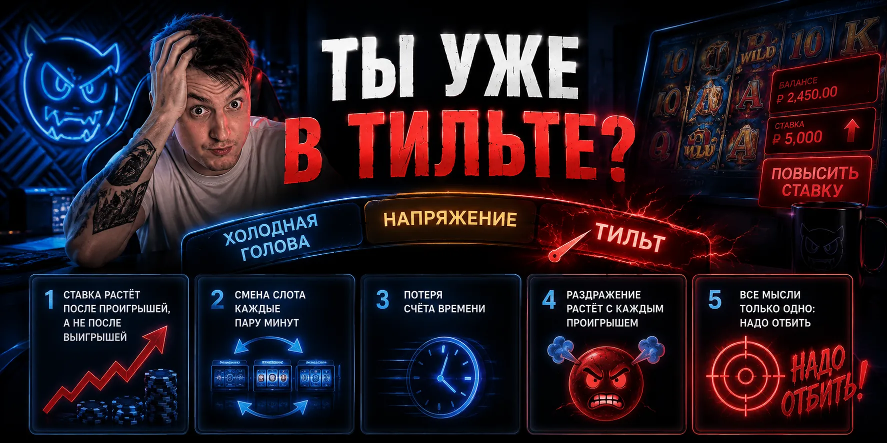 Признаки тильта и способы сохранить контроль над игрой.