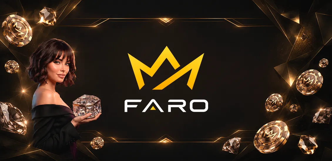 FARO Casino в чёрно-золотом стиле с бонусами и VIP-клубом.