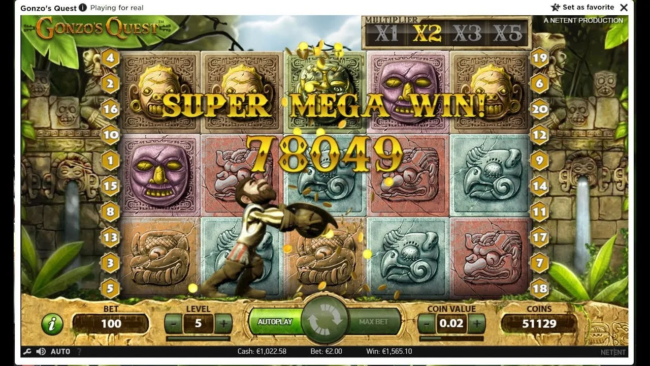 Free Falls бонус в Gonzo's Quest с множителем до x15