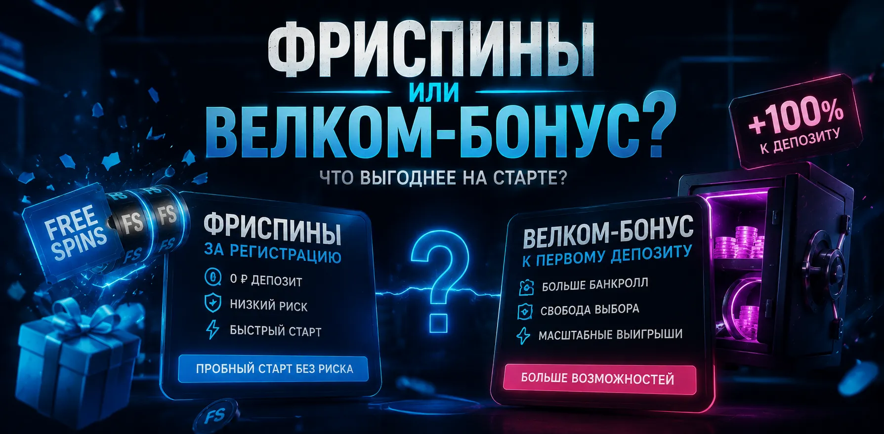 Фриспины за регистрацию и велком-бонус в онлайн-казино.