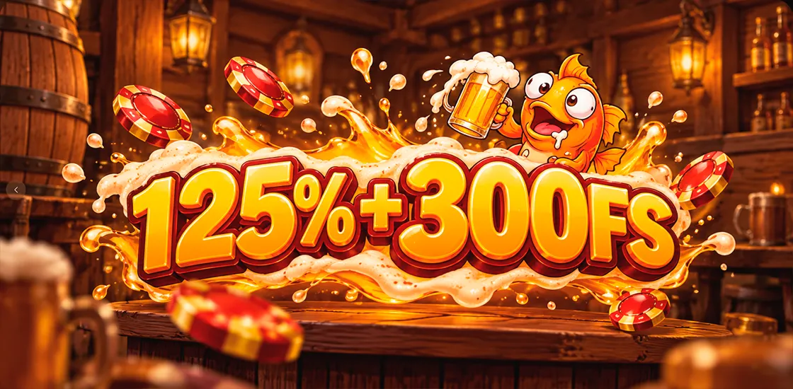 Бонусы казино Пиво BEER — 125% на первый депозит, до 300 FS без вейджера, BeerCoin и Lucky Wheel.