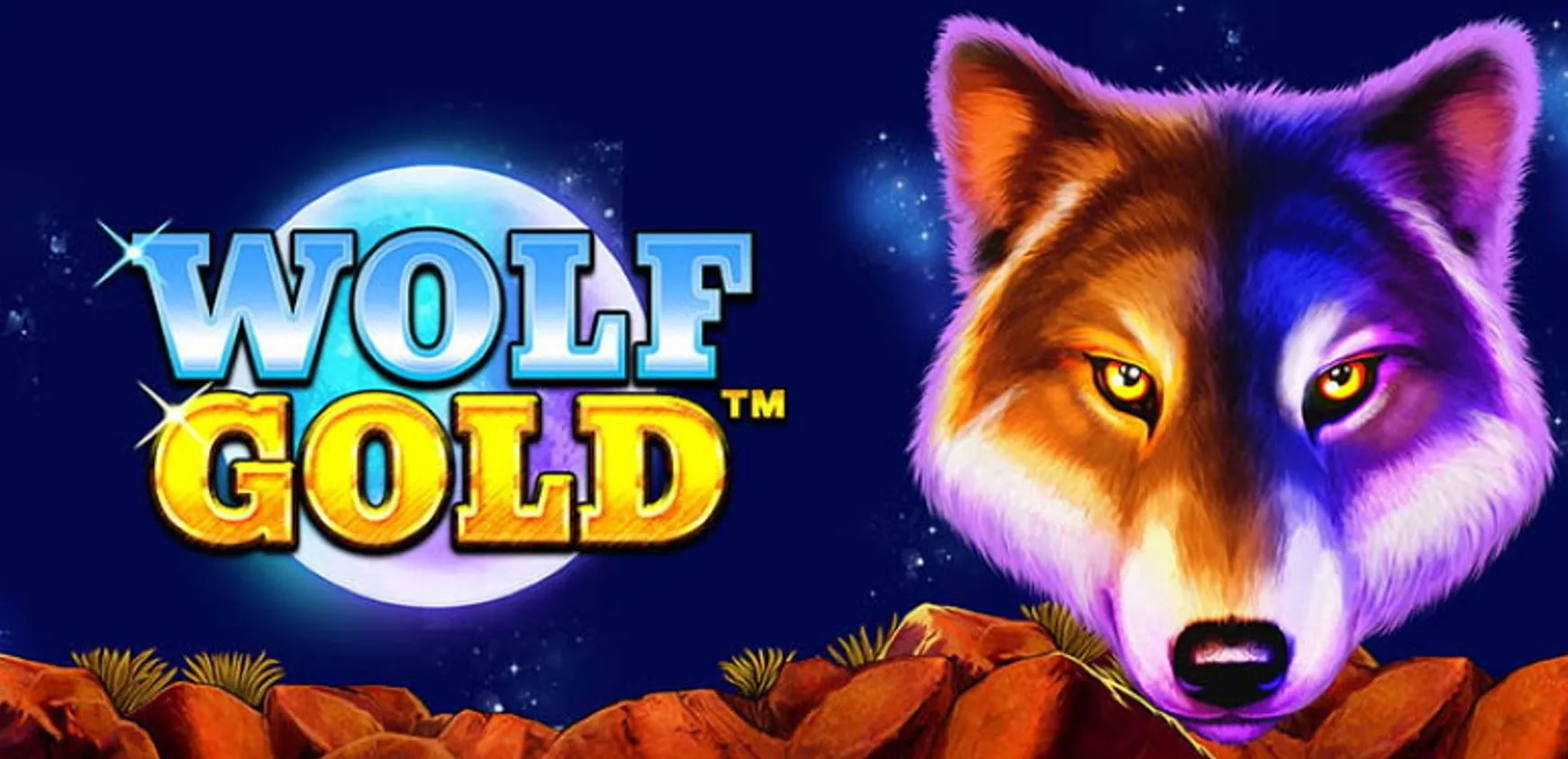 Слот Wolf Gold — волк и каньон на фоне заката