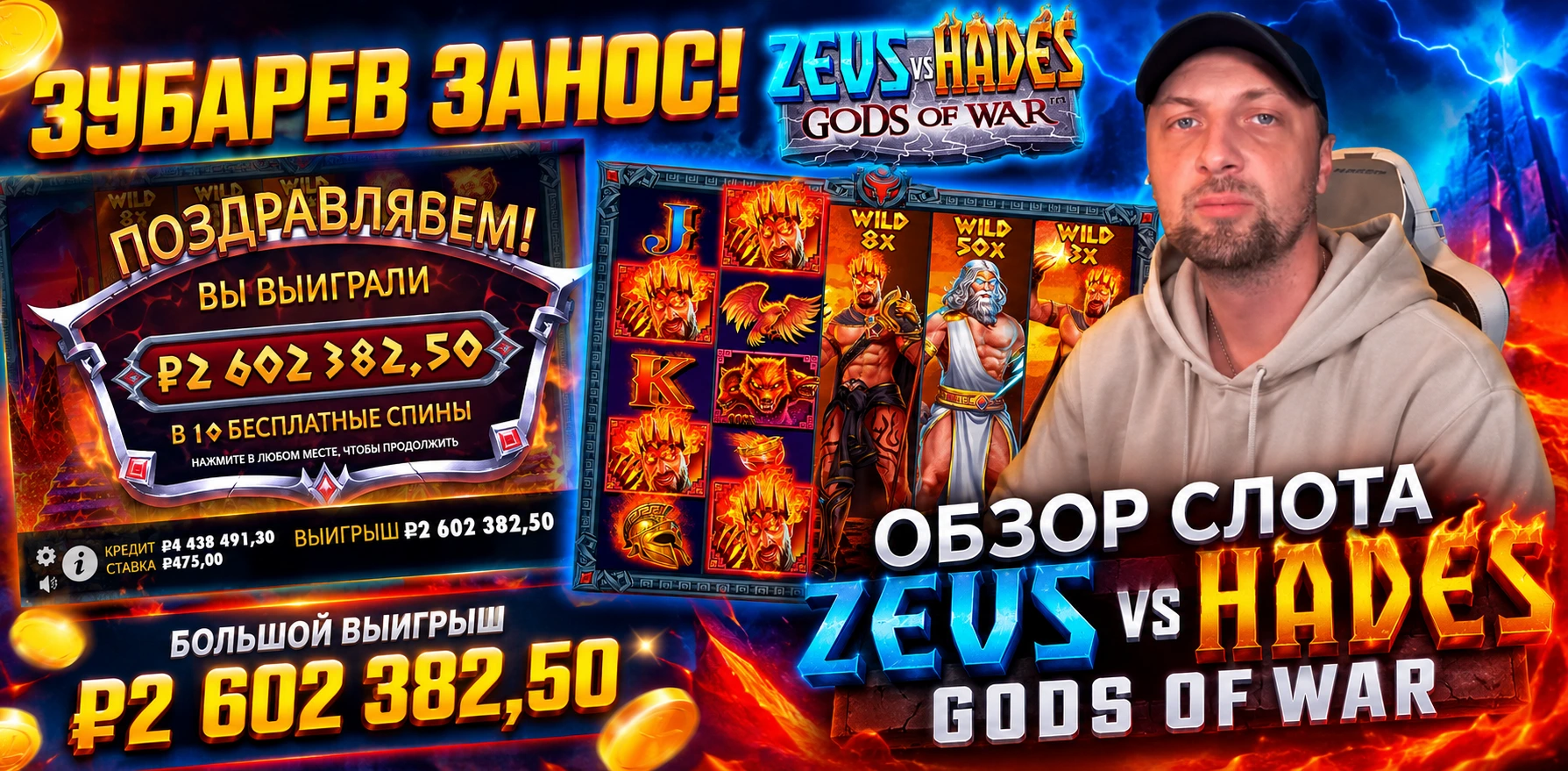 Zeus vs Hades Gods of War — обзор слота Pragmatic Play, RTP 96,5% и занос Зубарева ×5478