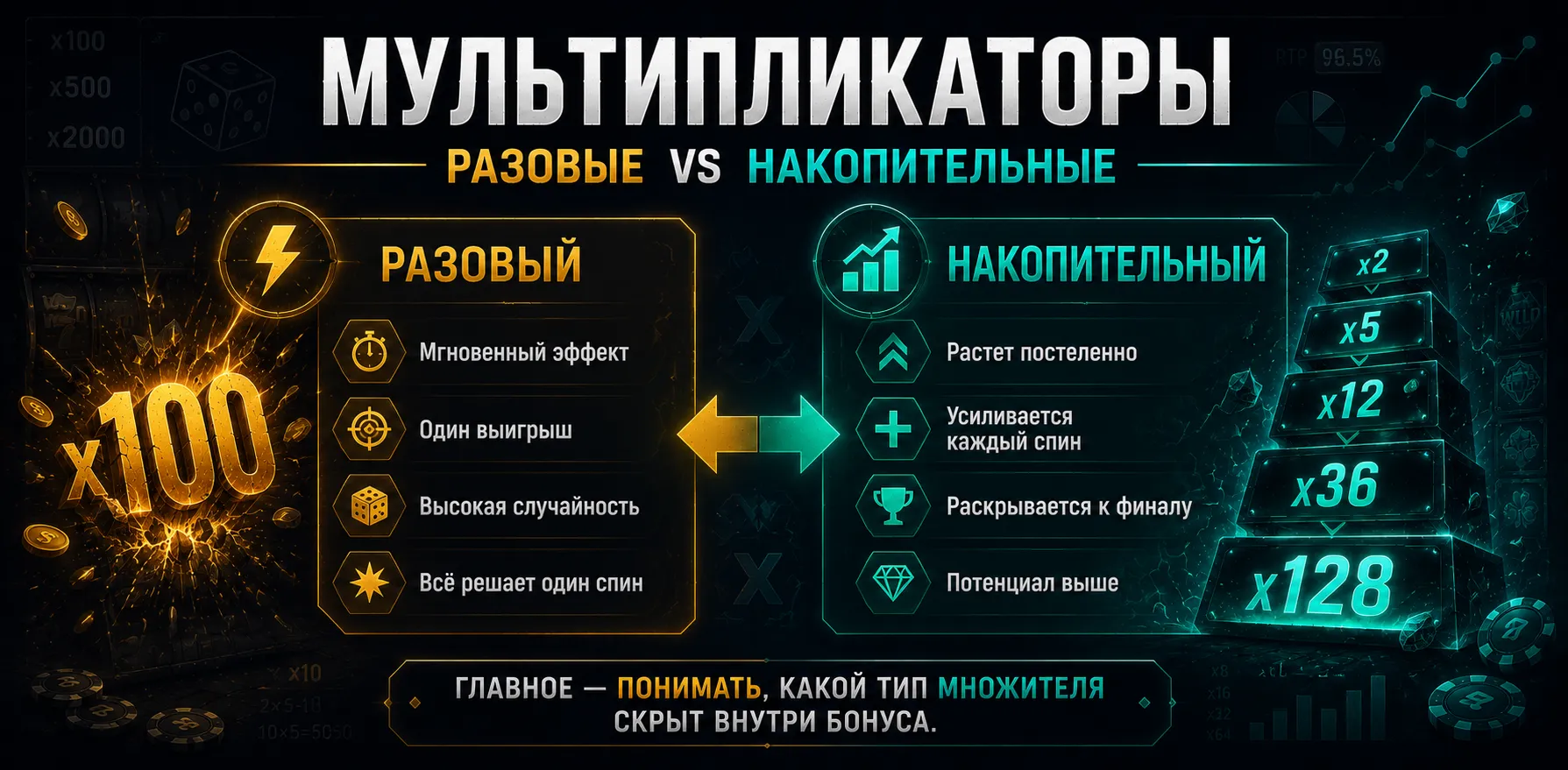 Сравнение накопительных и разовых множителей в игровых автоматах