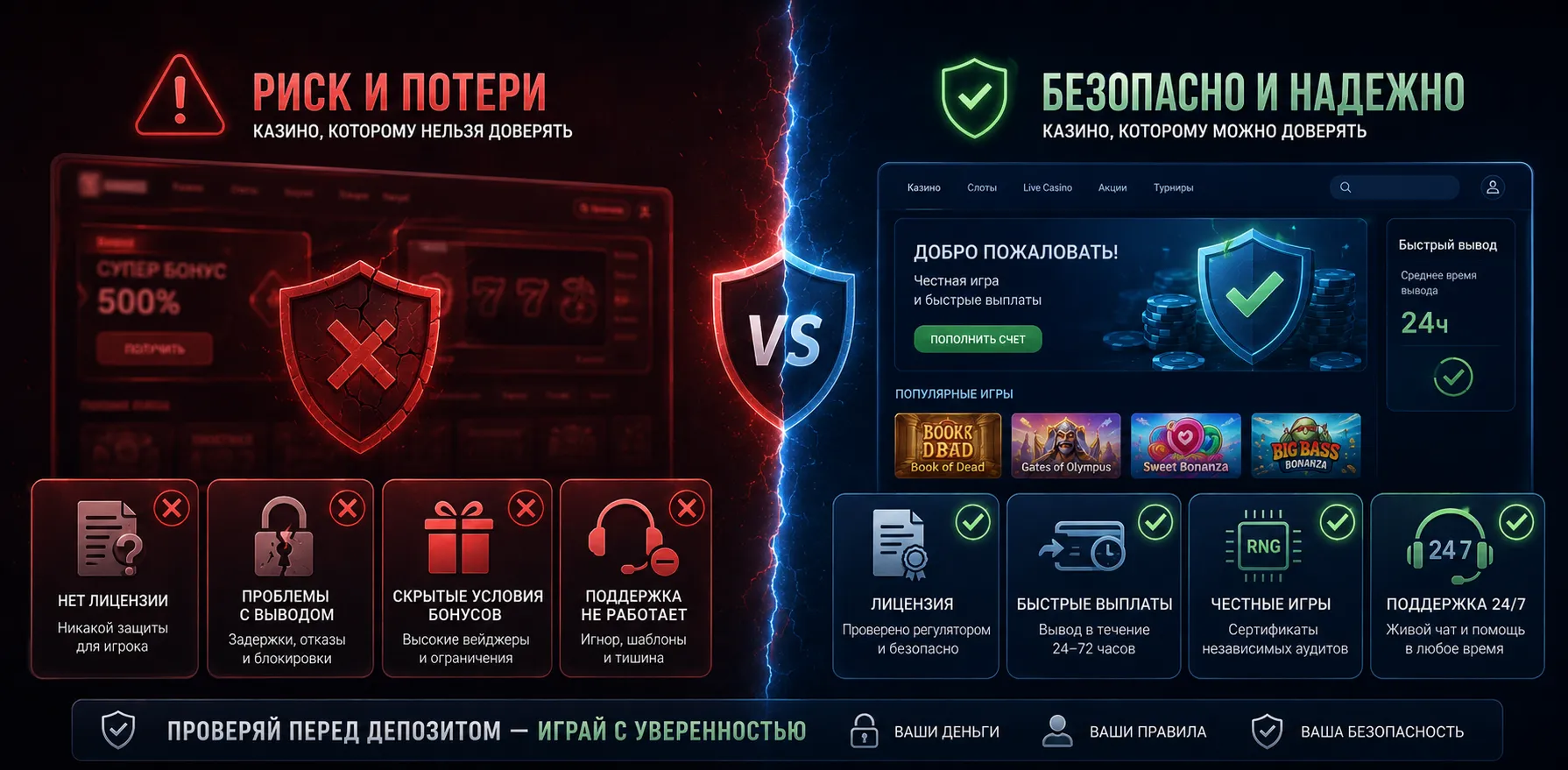Гайд по безопасной игре в казино: проверка лицензии, RNG, бонусов и защита от мошенников