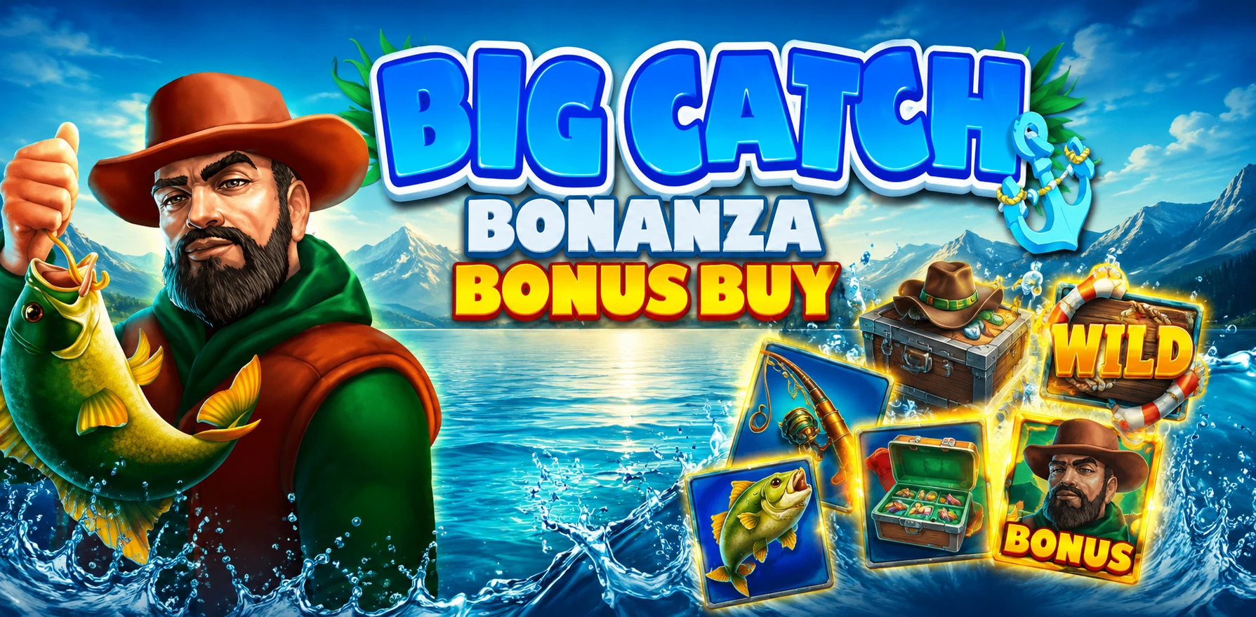 Big Catch Bonanza — рыбацкий слот с коллект-функцией, Wild-рыбак собирает рыбу на 5-м барабане