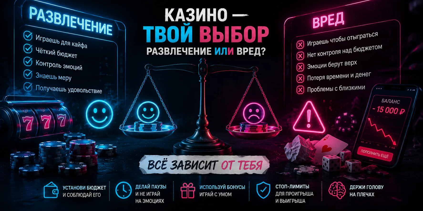 Казино — развлечение или вред: как играть ответственно и не пожалеть