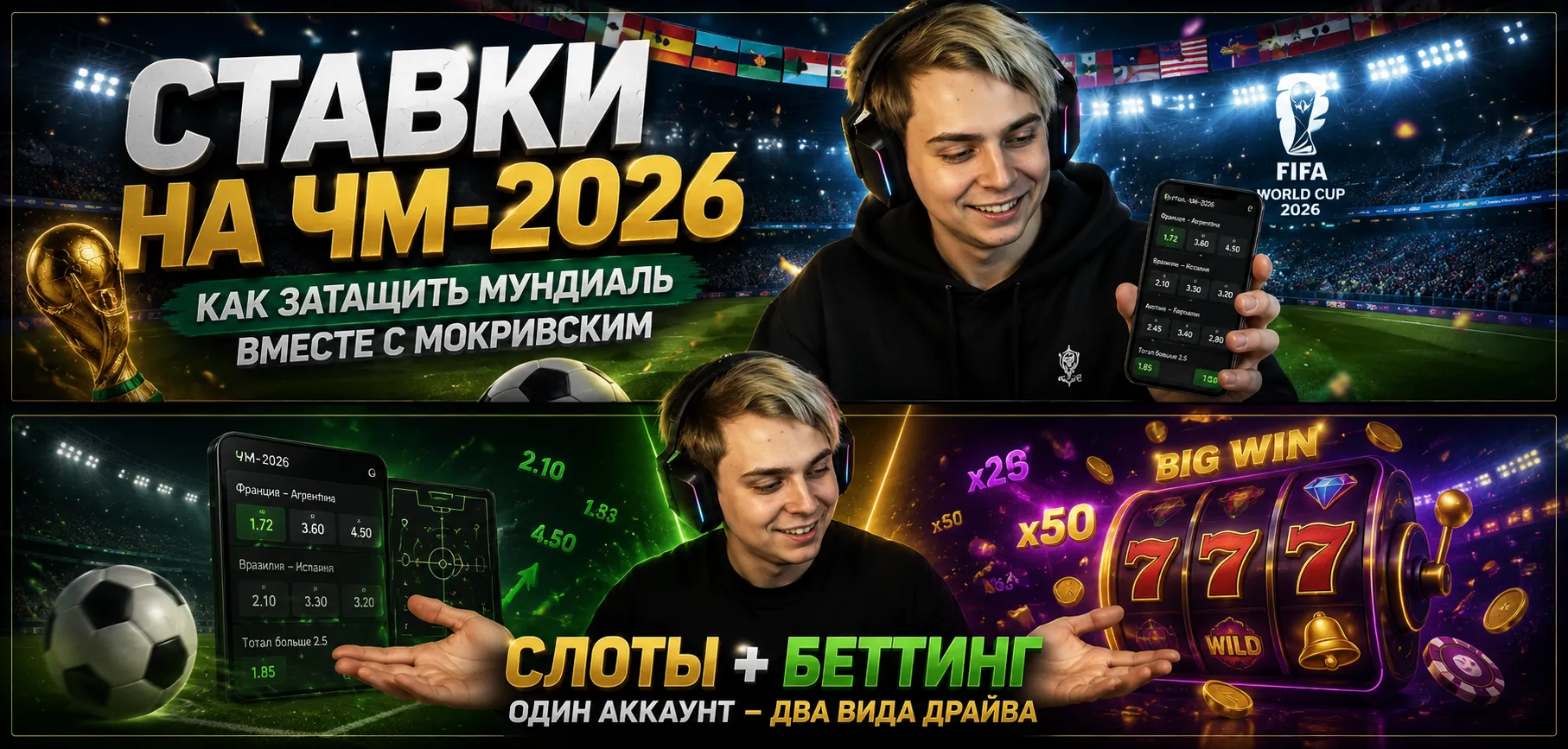 Ставки на ЧМ-2026 с Мокривским — футбол, коэффициенты и спортивный беттинг