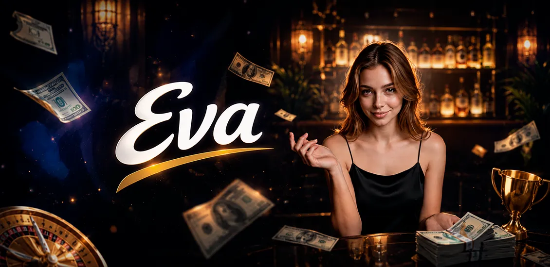 Главная страница казино EVA с программой лояльности.