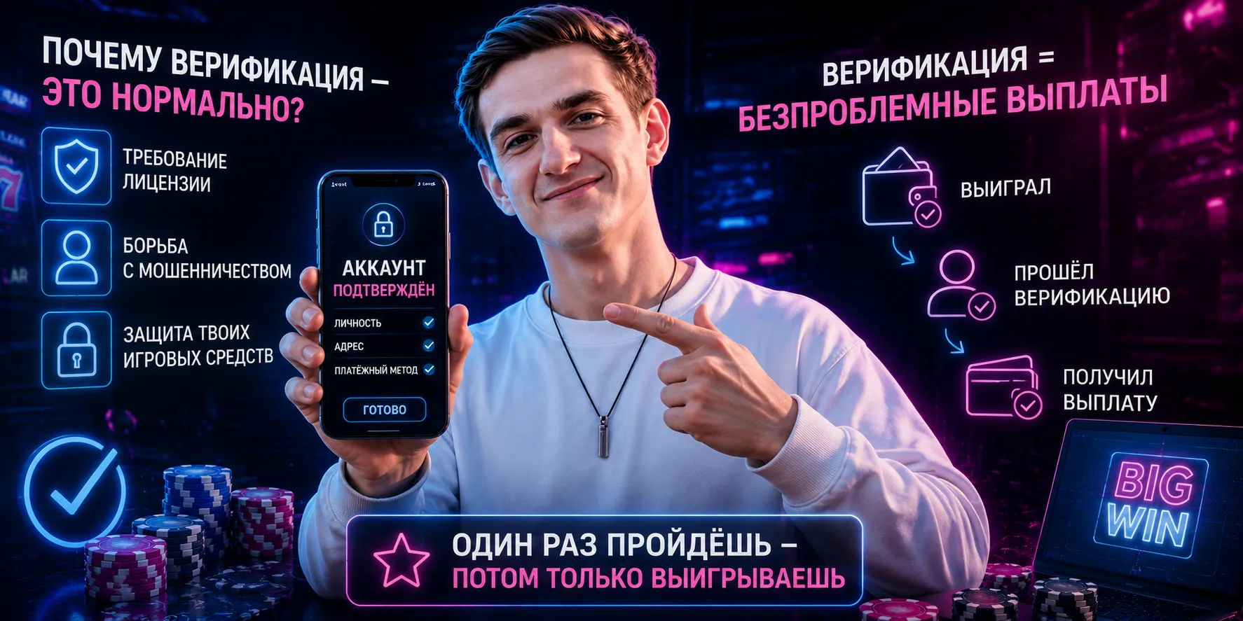Верификация казино: как подтвердить личность и быстро вывести деньги