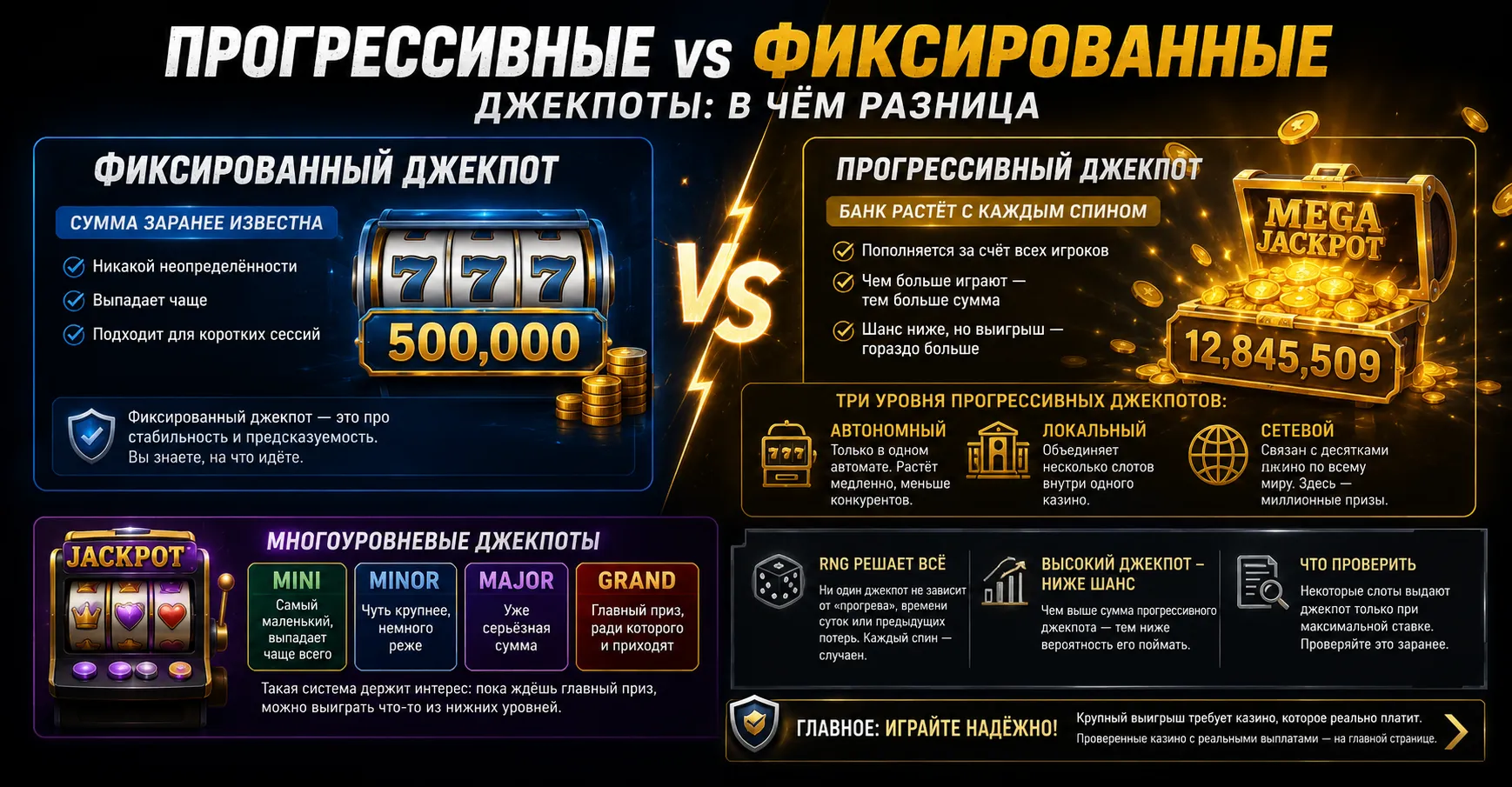 Как работают прогрессивные джекпоты и чем они отличаются от фиксированных