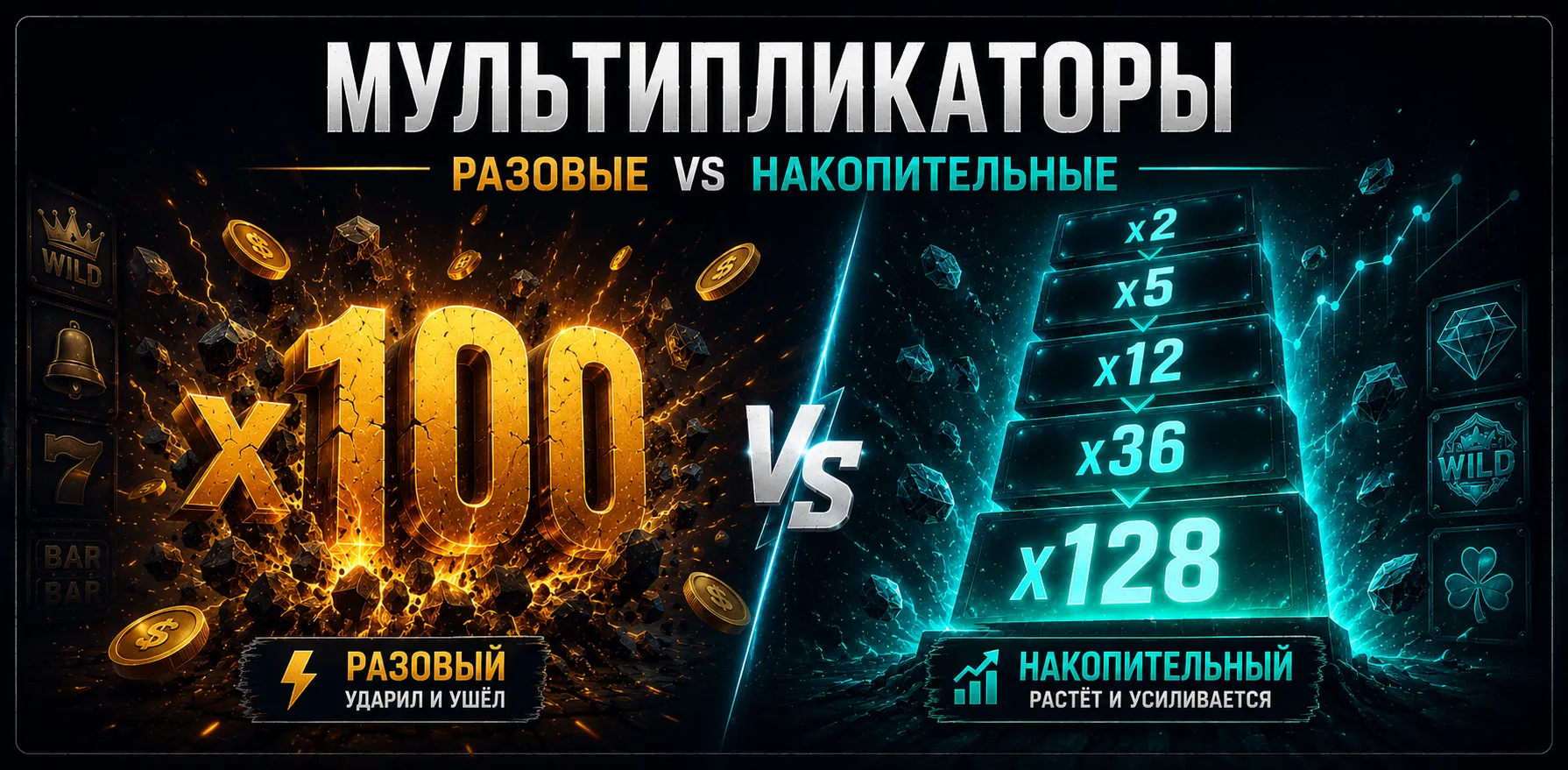 Множители в слотах: разовые и накопительные мультипликаторы